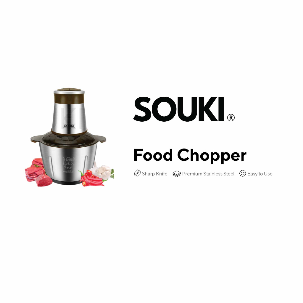 Jual Souki Food Chopper Stainless Steel/ Penggiling Daging Serbaguna