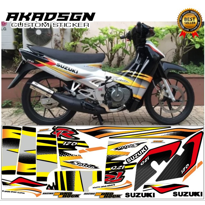 Jual sticker striping Suzuki Satria R 120 2004 hitam putih lumba ...