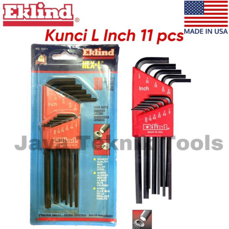 Jual Kunci L Set Inci Eklind USA Inchi Long 11 pcs Besi Inch | Shopee ...