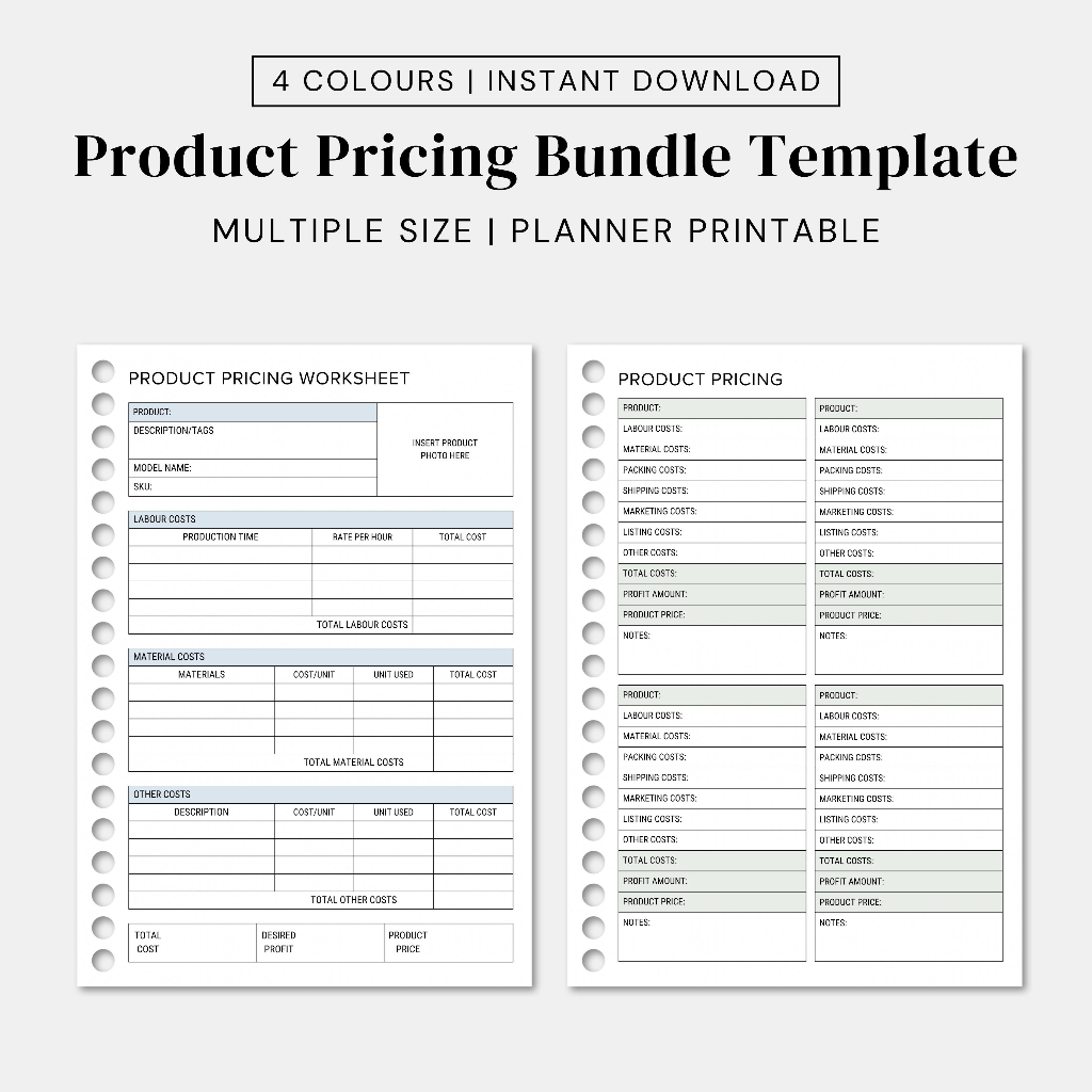 Jual Product Pricing Bundle Template Planner Printable | Kertas Ukuran ...