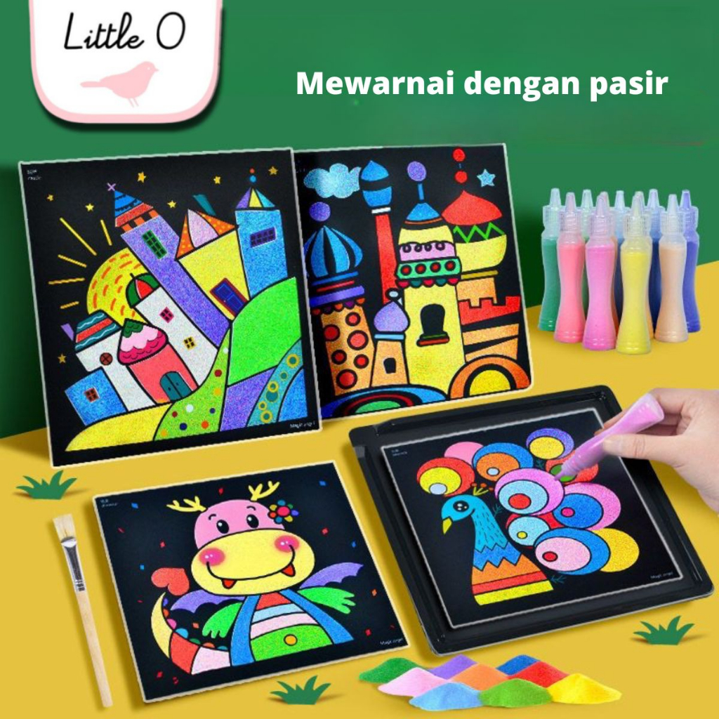 Jual LITTLE O DIY ART Mainan Motorik Anak Sand Painting Set Lukisan ...