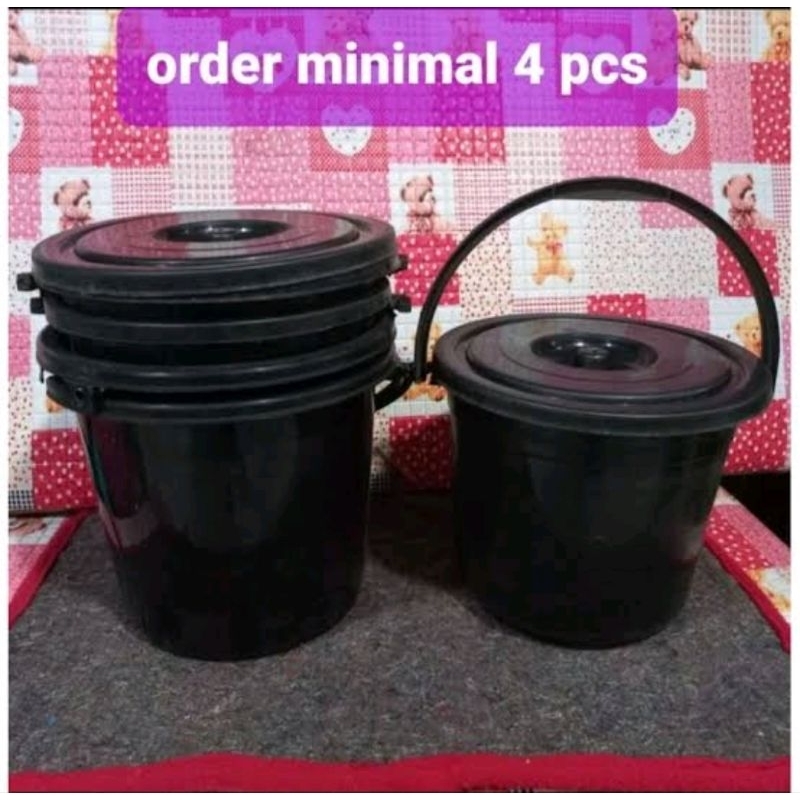 Jual Per 4 Pcs Ember Timba Hitam 3 Galon Tutup 11 Liter Tasyukuran