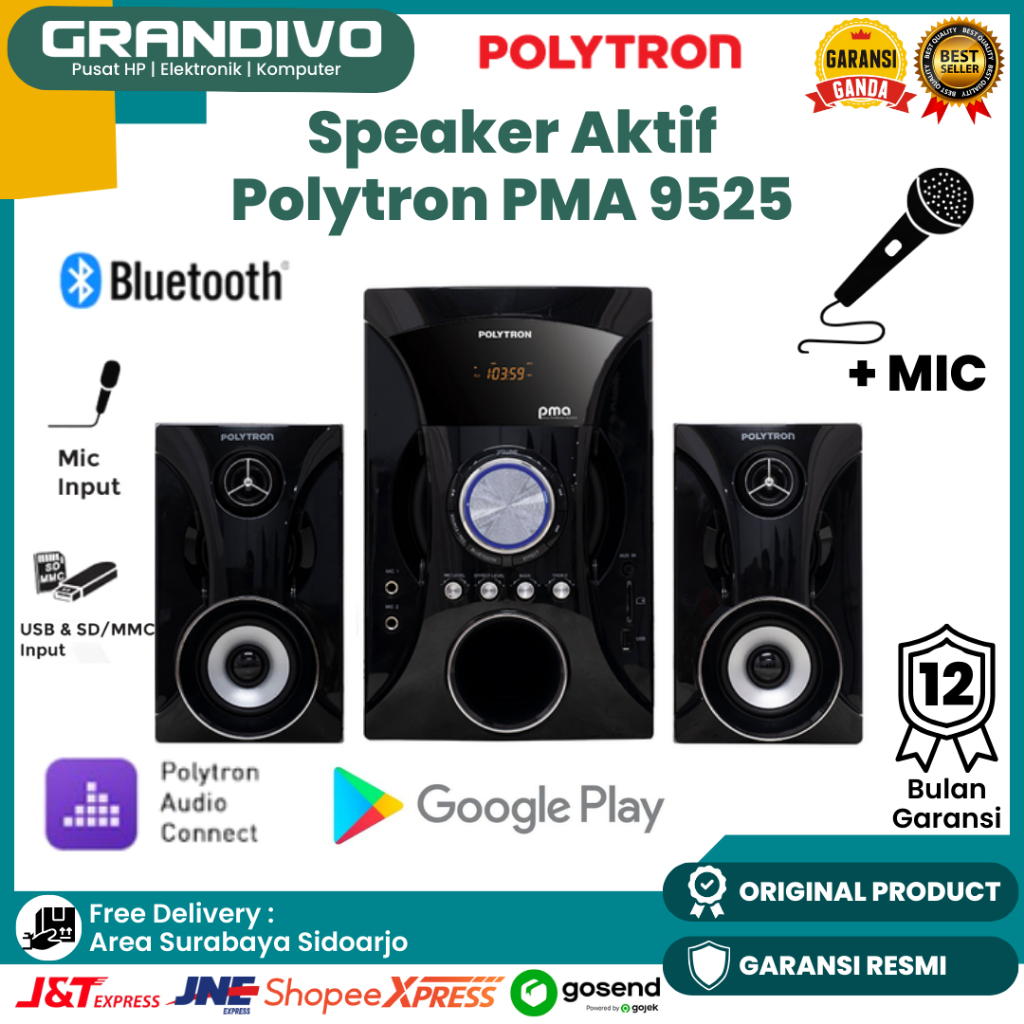 Jual Speaker Aktif Polytron PMA 9525 Bluetooth Xtra Bass LED Display ...