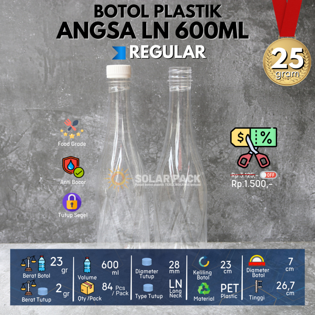 Jual Botol plastik PET 600ml angsa minuman jus susu kopi tutup LN warna ...