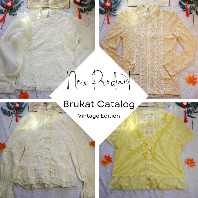 Jual Blouse Vintage Lengan Balon Peplum Brukat Model Noni Belanda