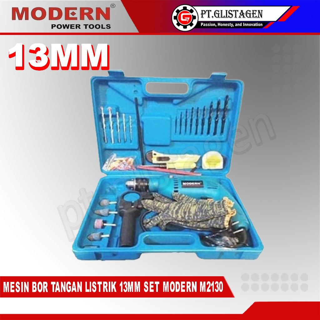 Jual MODERN M2130B Mesin Bor Tembok Kayu Besi Beton Tangan 13mm Set M ...