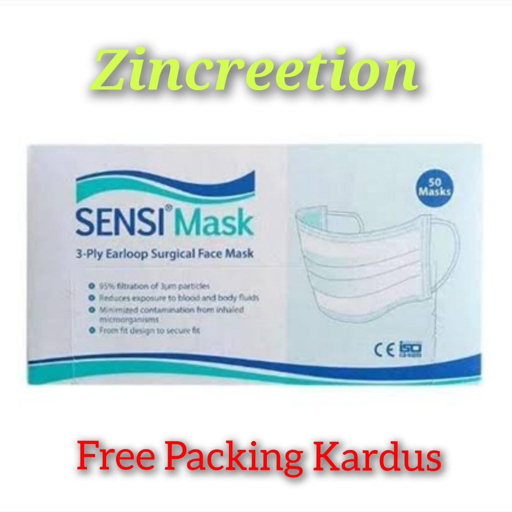 Jual Masker Sensi Surgical Earloop 3 Ply Isi 50 Original Warna Hijau ...