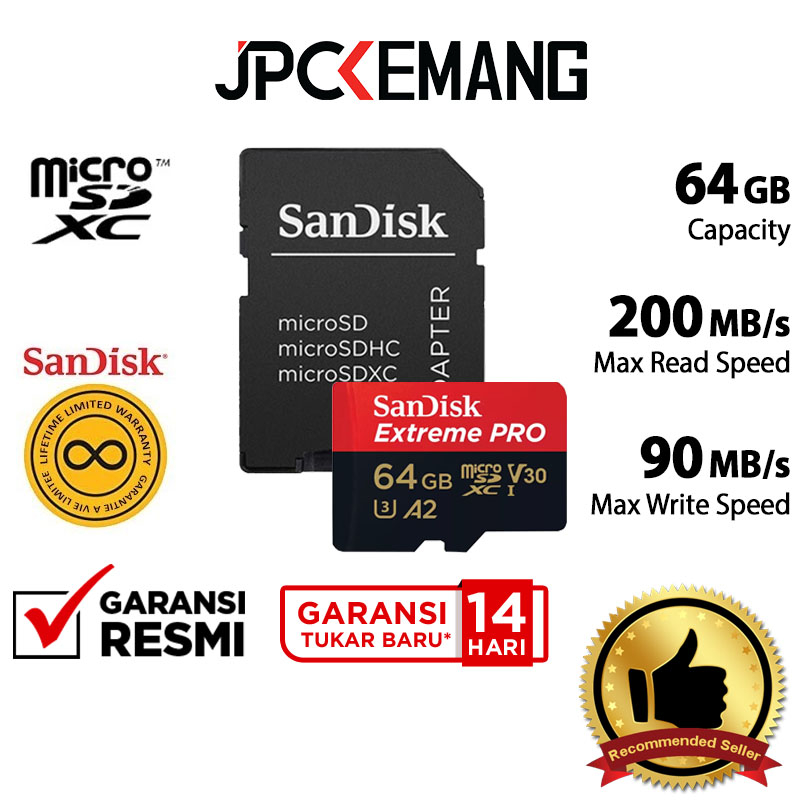 Jual Sandisk MicroSD Extreme Pro 64GB 200MB/s Micro SD 64 MicroSDXC ...