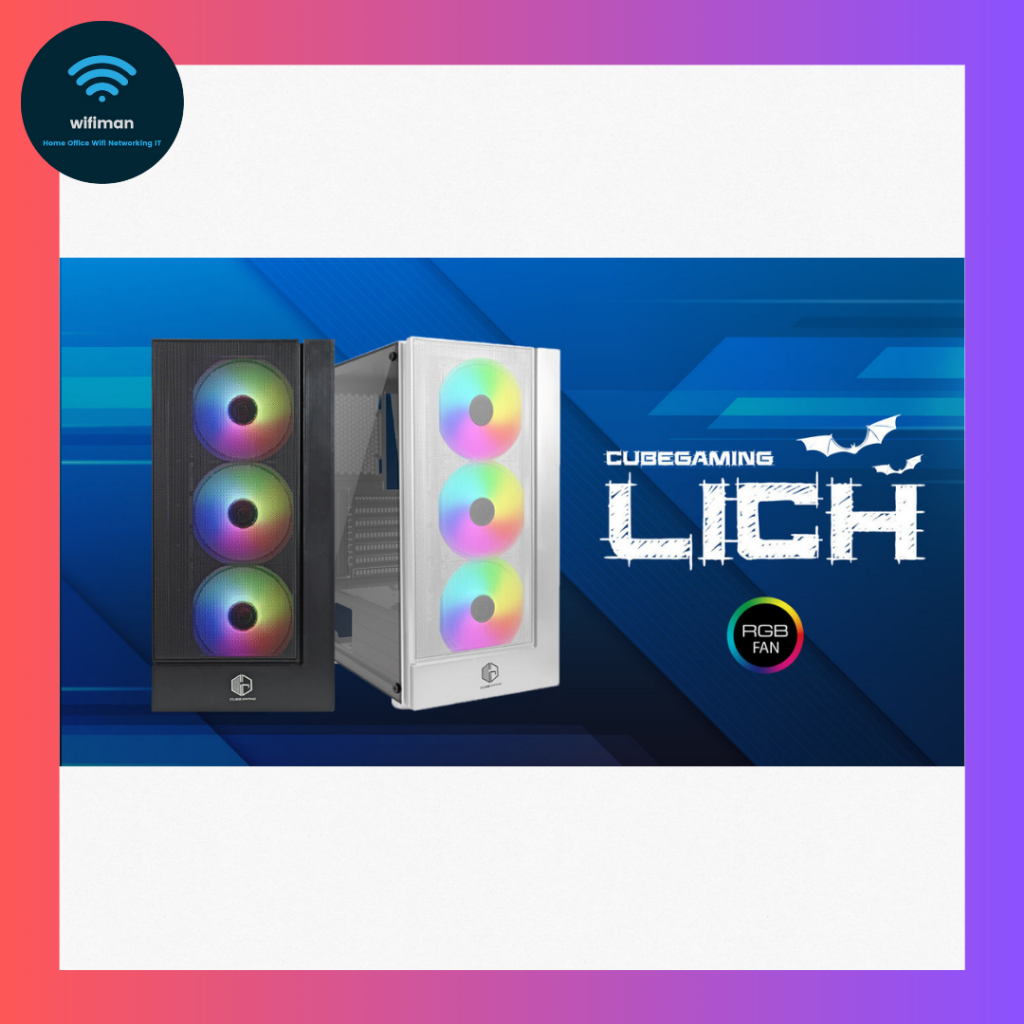 Jual Cube Gaming Lich Black White 3 RGB Fan - ATX PC Case Casing Mid ...