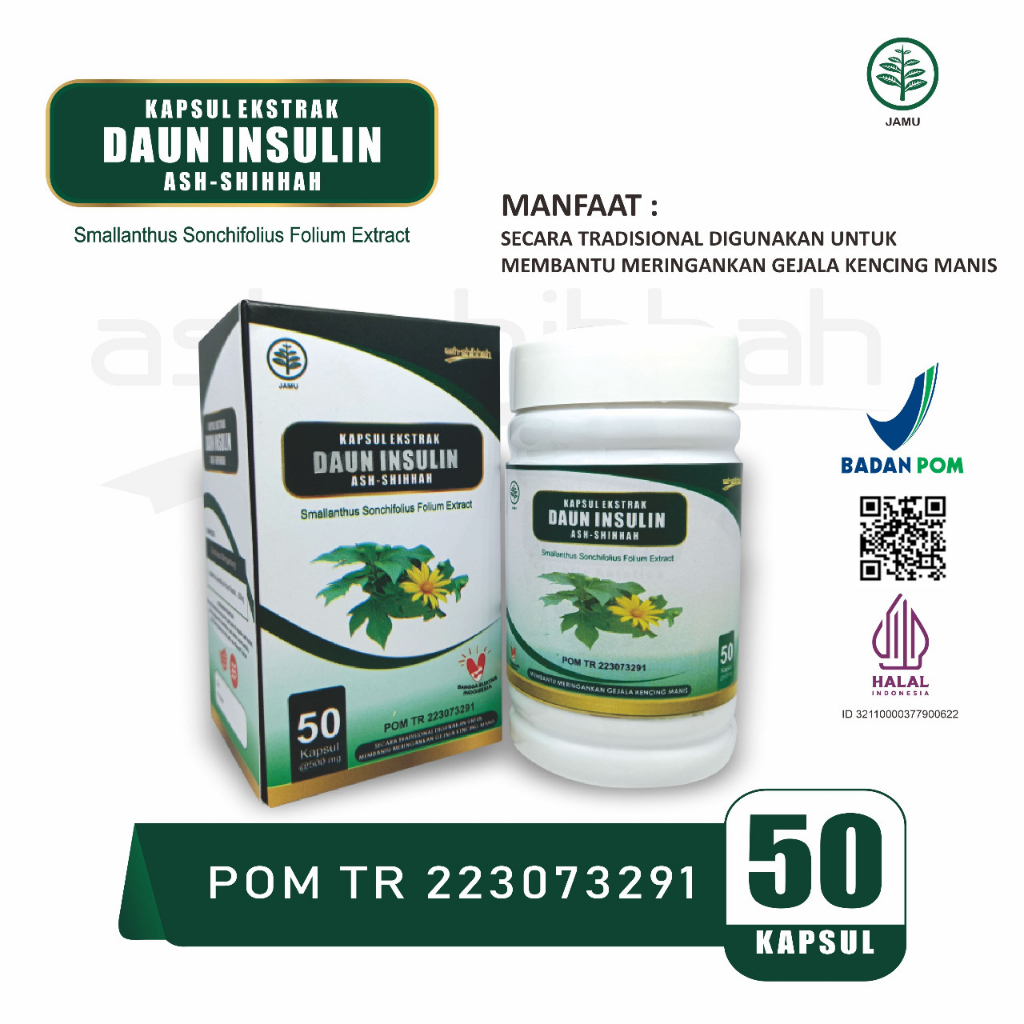 Jual Kapsul Ekstrak Daun Insulin Insul-Vit Ash-Shihhah Yacona Original ...