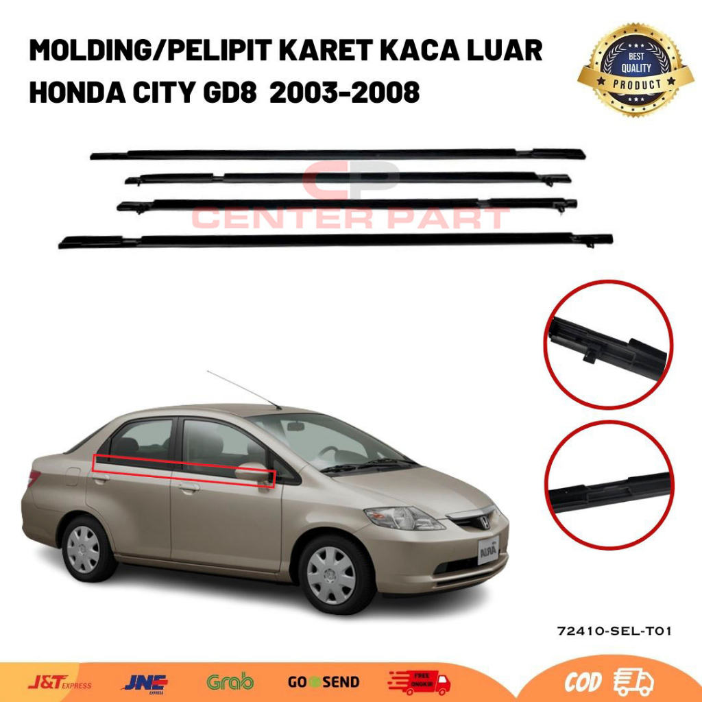 Jual pelipit karet kaca luar weather strip molding door honda city gd8