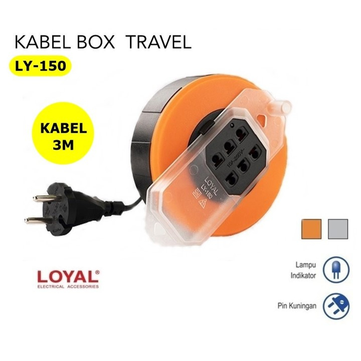 Jual KABEL ROLL BOX MINI 3 METER TRAVEL ROL LOYAL LY 150 3 LUBANG 3M ...