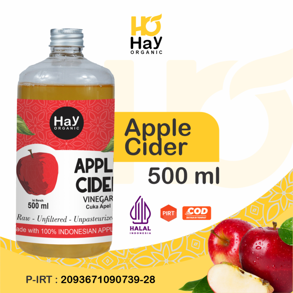 Jual HAY Cuka Apel Organik 500 Ml Apple Cider Vinegar Premium With The Mother Shopee Indonesia