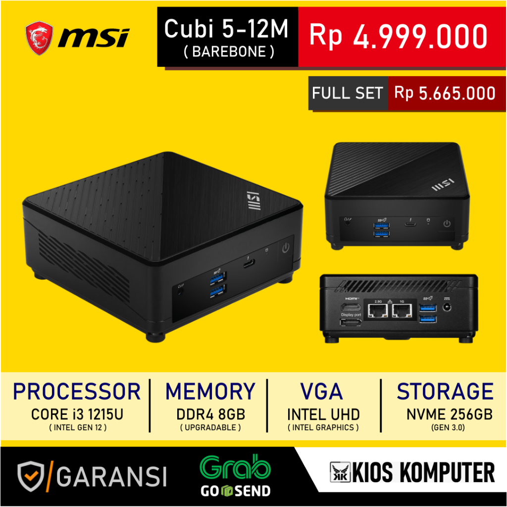 Jual MINI PC MSI CUBI 5 12M CORE i3 1215U 8GB DDR4 RAM INTEL UHD 256GB ...