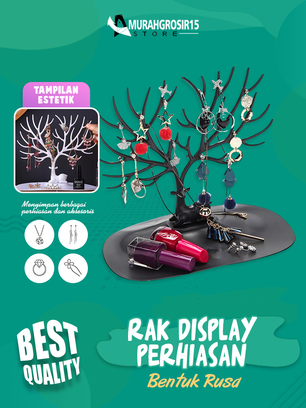 Jual Rak Display Perhiasan Wanita Bentuk Tanduk Rak Organizer Perhiasan ...