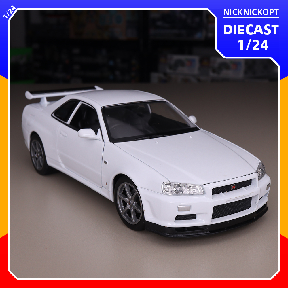 Jual Miniatur Mobil Welly Nissan Skyline GTR GT-R R34 White Diecast ...