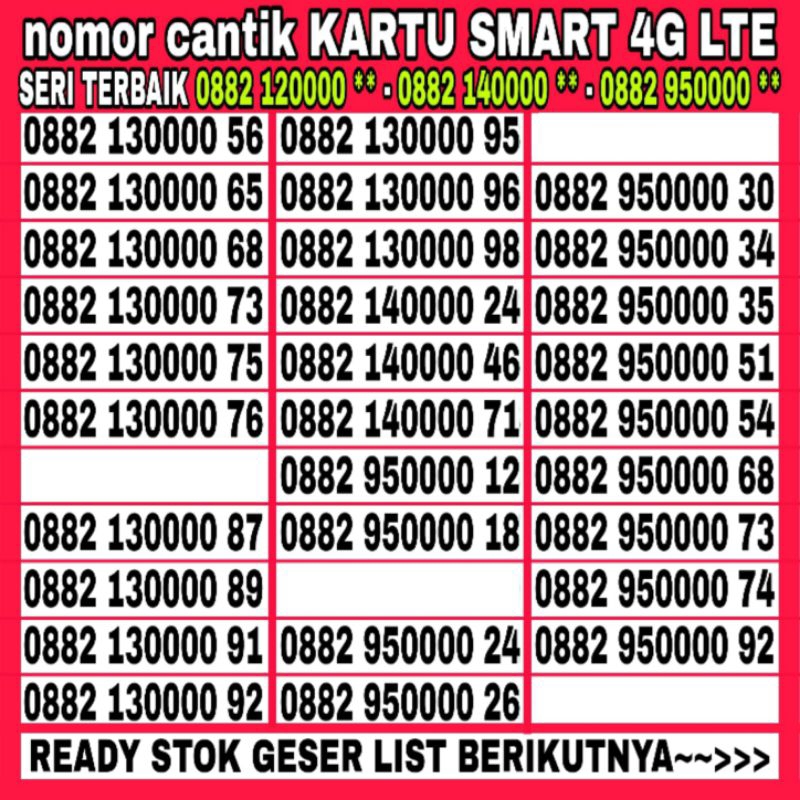 Jual Nomor Cantik Kartu Perdana Prabayar Smart 4G LTE | Shopee Indonesia