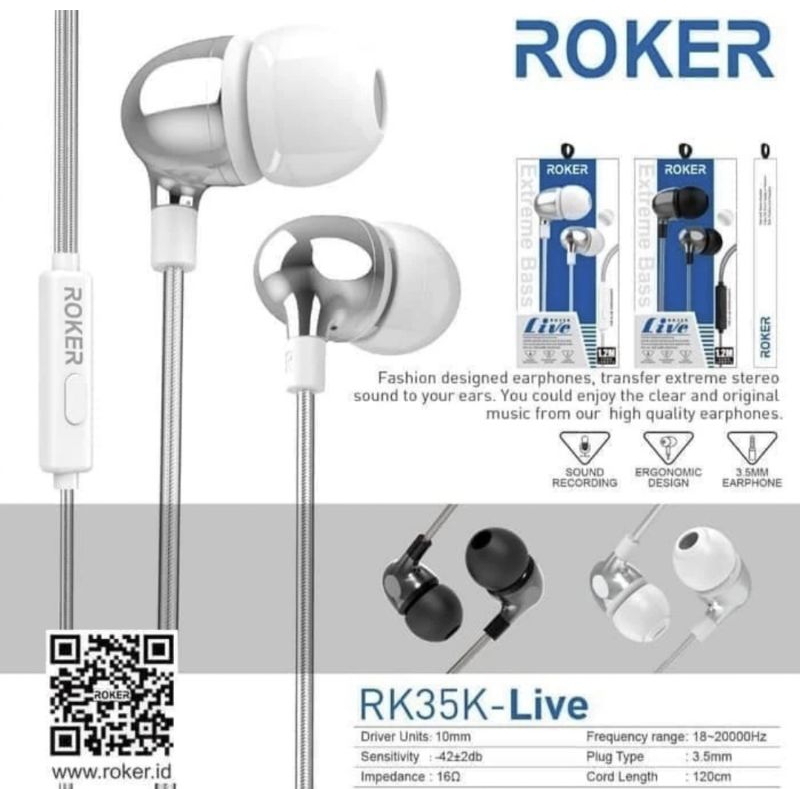 Jual Headset Roker Live RK-35K Extreme Bass | Shopee Indonesia