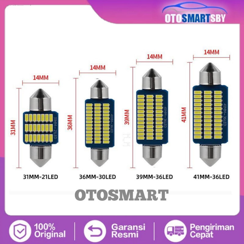 Jual Lampu LED Plafon Kabin Mobil 3014 31MM 36MM 39MM 41MM LED Light Canbus Feston Shopee