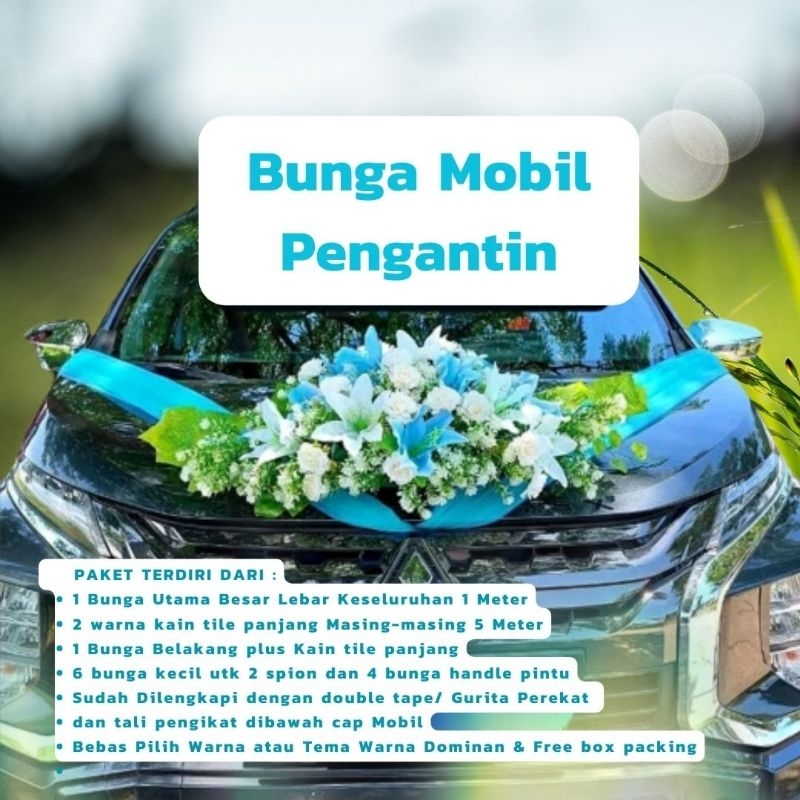Jual Bunga Hiasan Mobil Pengantin Mewah / Bunga Oval Siap Pakai / Bunga