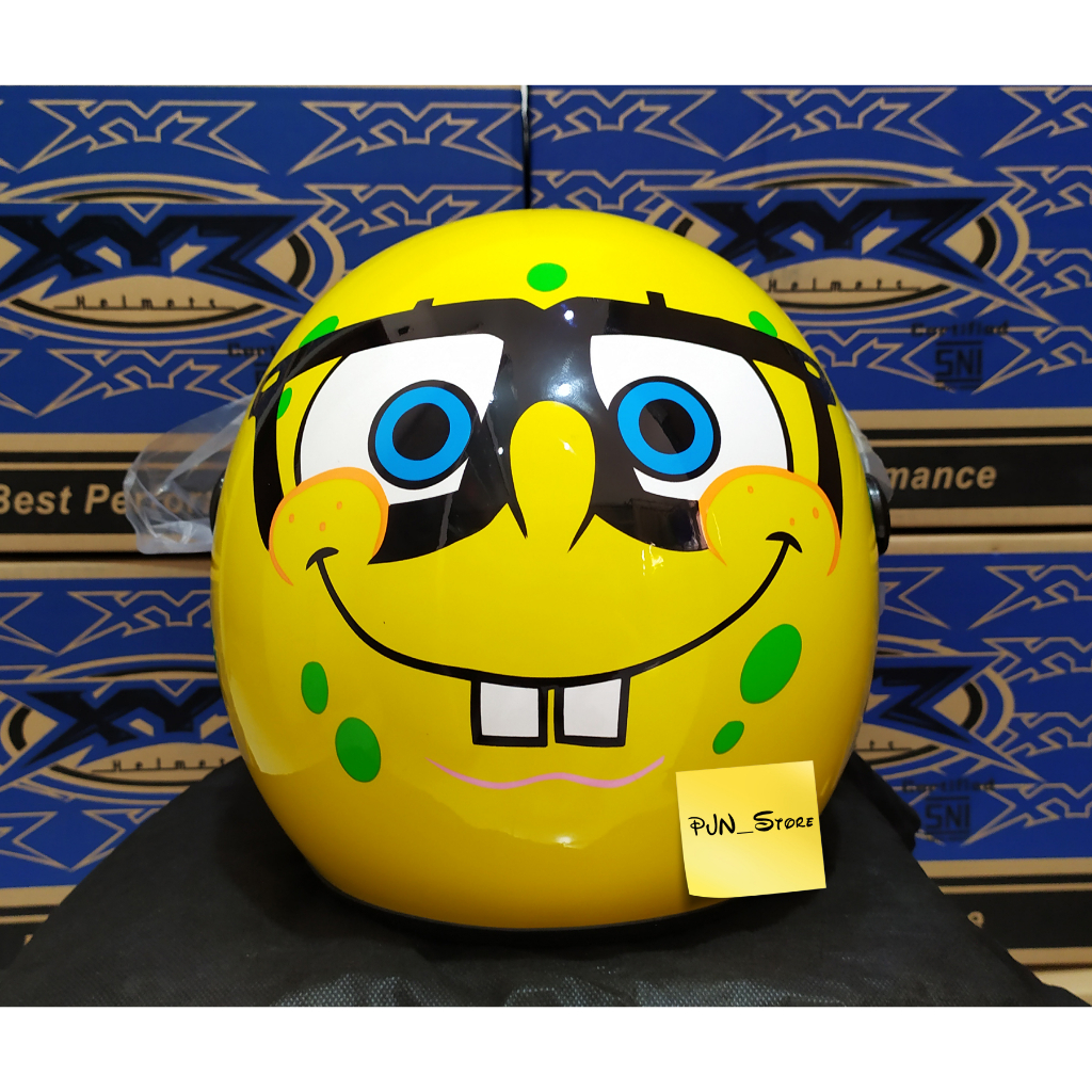Jual HELM ORIGINAL XYZ KARAKTER SPONGEBOB KUNING Shopee Indonesia