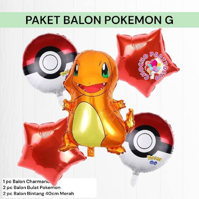 Jual Paket Balon POKEMON G Dekorasi Ulang Tahun Pokemon Pikachu Squirtle Ivysaur Charmander