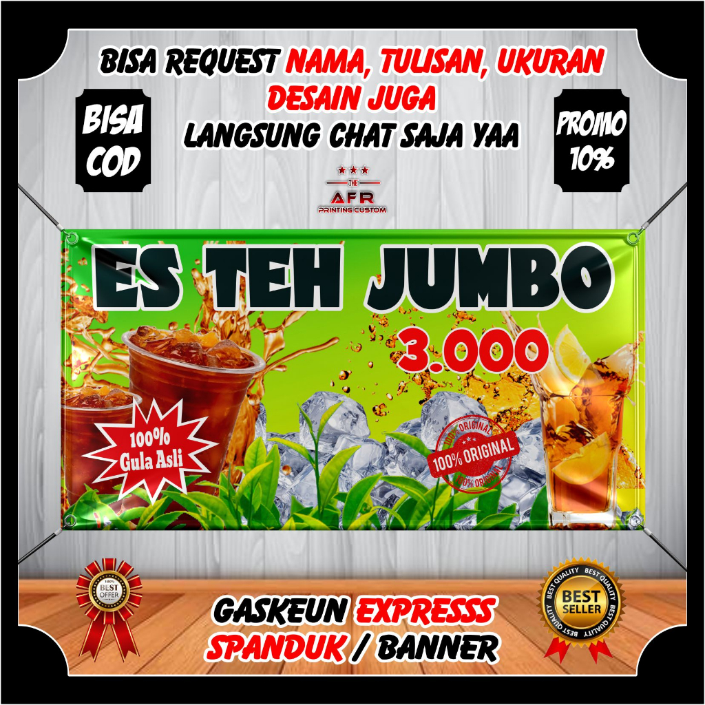 Jual Spanduk Jualan Es Teh Jumbo Premium Banner Benner Es Teh Jumbo