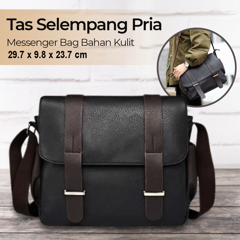 Jual GRATIS ONGKIR Tas Selempang Kulit Coklat Leather Messenger Bag