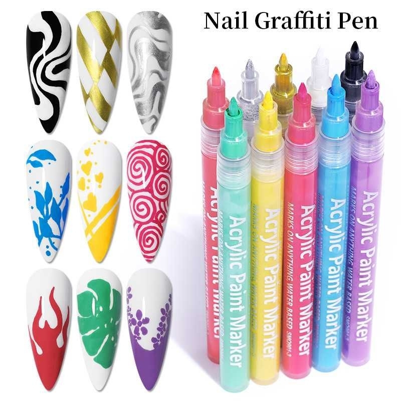 12Pcs Set 0.5Mm Y2K Aesthetic Colorful Nail Art Drawing Graffiti Pen Gel  Pencil Waterproof Painting Liner Brush Marker Pen Abstract Lines Pen For  Painting Draw Nail Art Equipment