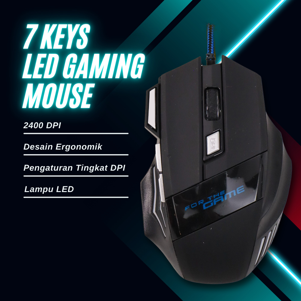 Jual Mouse Gaming Kabel Wired Sensor 2400 DPI 7 Tombol Lampu LED ...