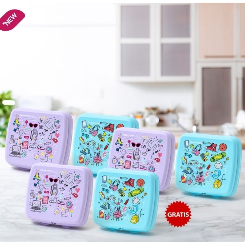 Jual TUPPERWARE CLIP KEEPER PURPLE BLUE WITH GIFT/ SNACK BOX/ LUNCH BOX ...