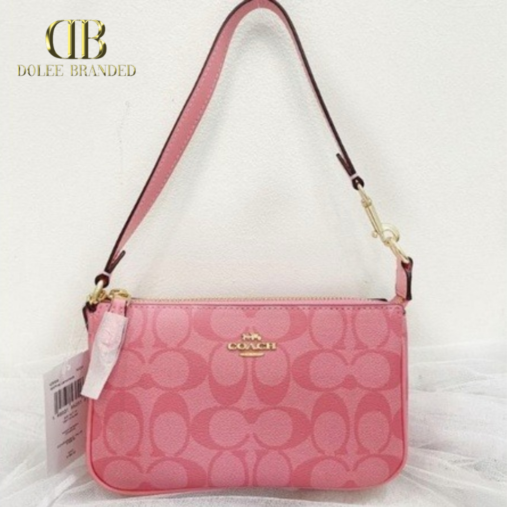 Jual Coach Top Handle Pouch In Signature Canvas Candy Pink (58321