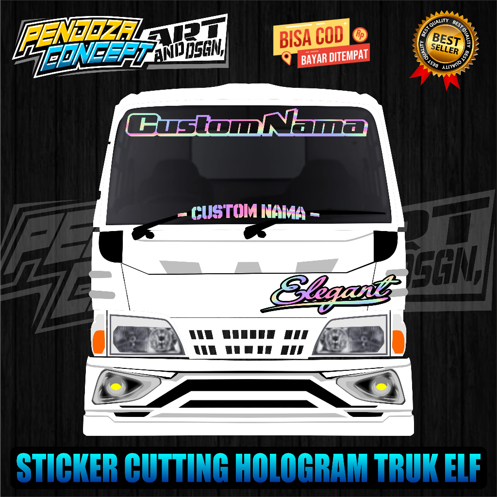Jual sticker cutting kabin kaca truk elf nkr 71 stiker cutting hologram ...