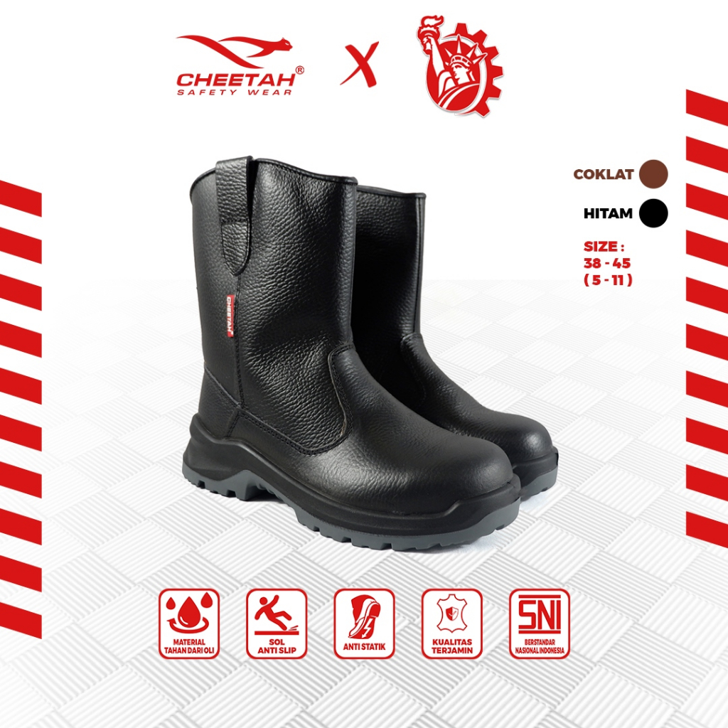 Jual Sepatu Proyek Kerja Safety Original Cheetah 7288 - HITAM | Shopee