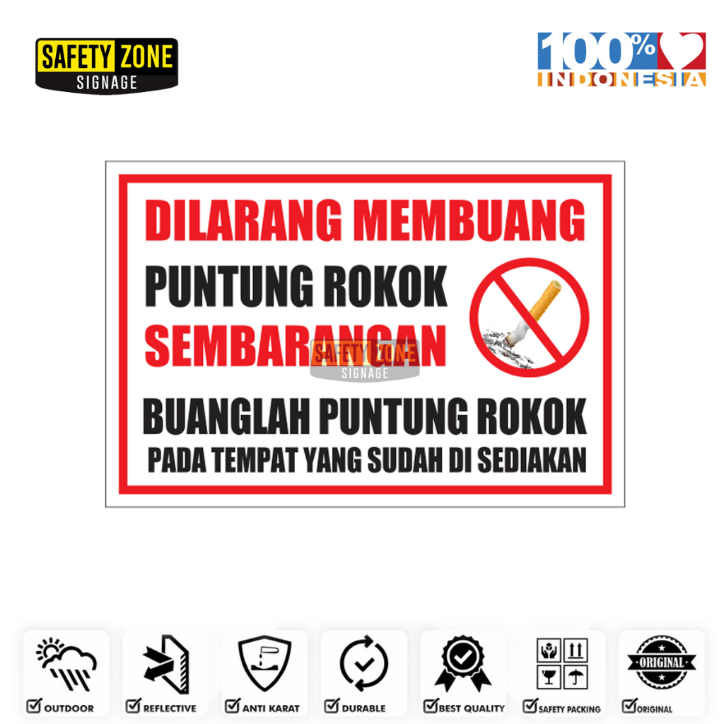Jual Sign Akrilik Dilarang Membuang puntung Rokok Sembarangan | Shopee