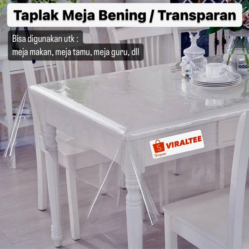 Jual Taplak Meja Bening Transparan Meteran Plastik Pvc Tebal Bisa Untuk Meja Makan Anti Air 3580