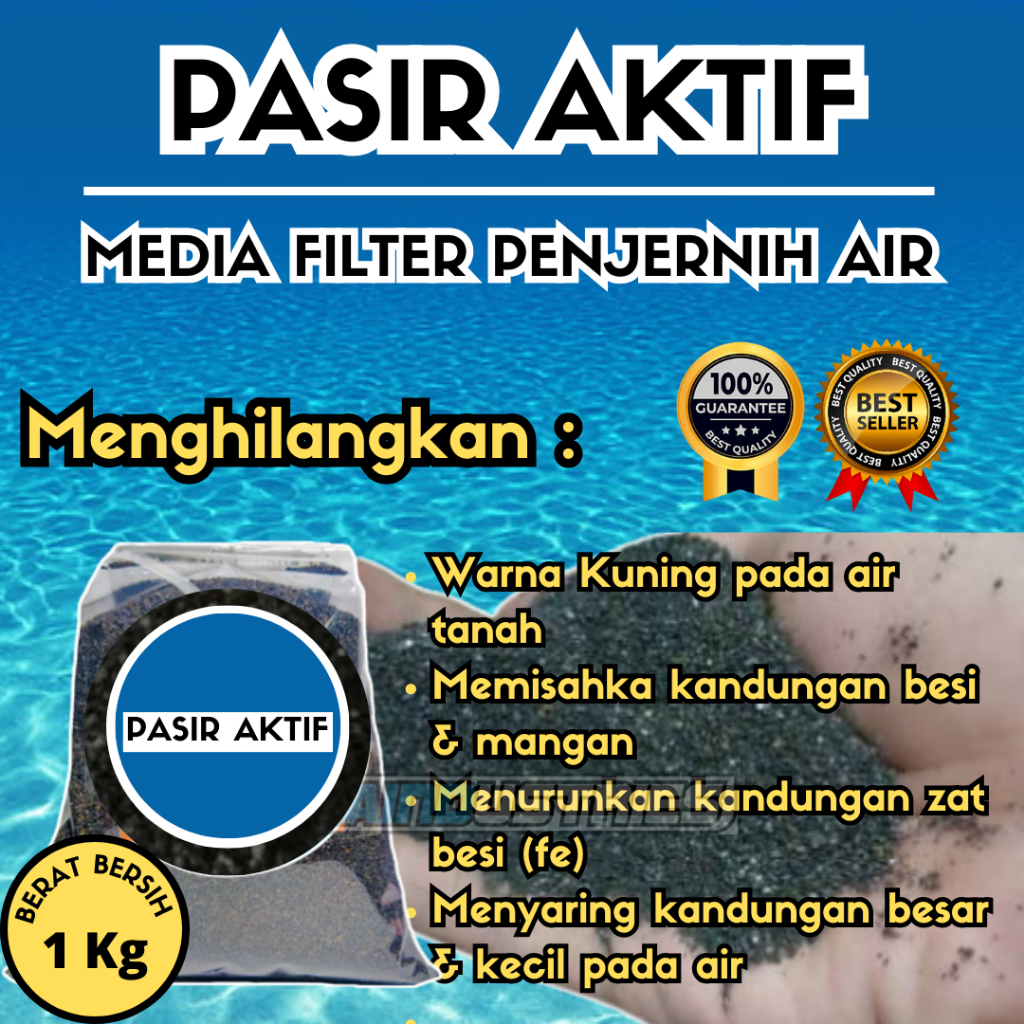 Jual filter air pasir aktif 1 kg media penjernihan air sumur aquarium aquascape kolam ikan