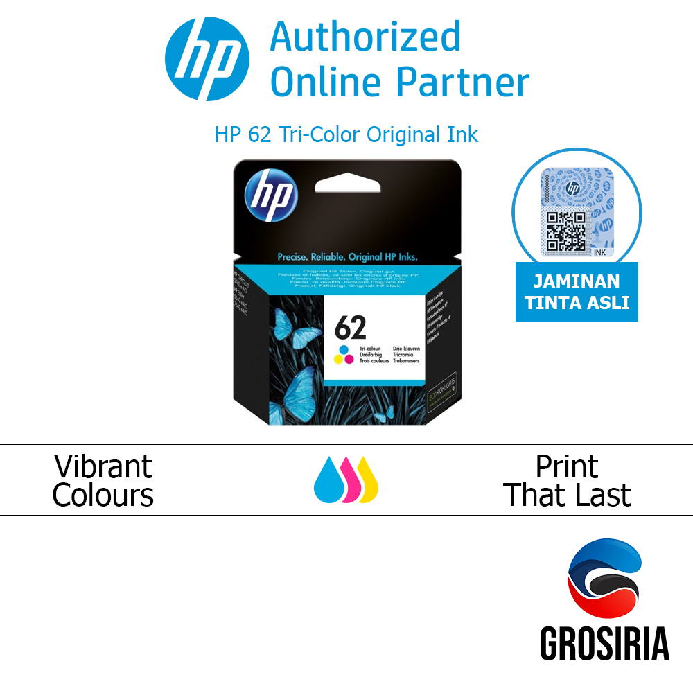 Jual HP Tinta 62 Ink Cartridge Color Original [C2P06AA] | Shopee Indonesia