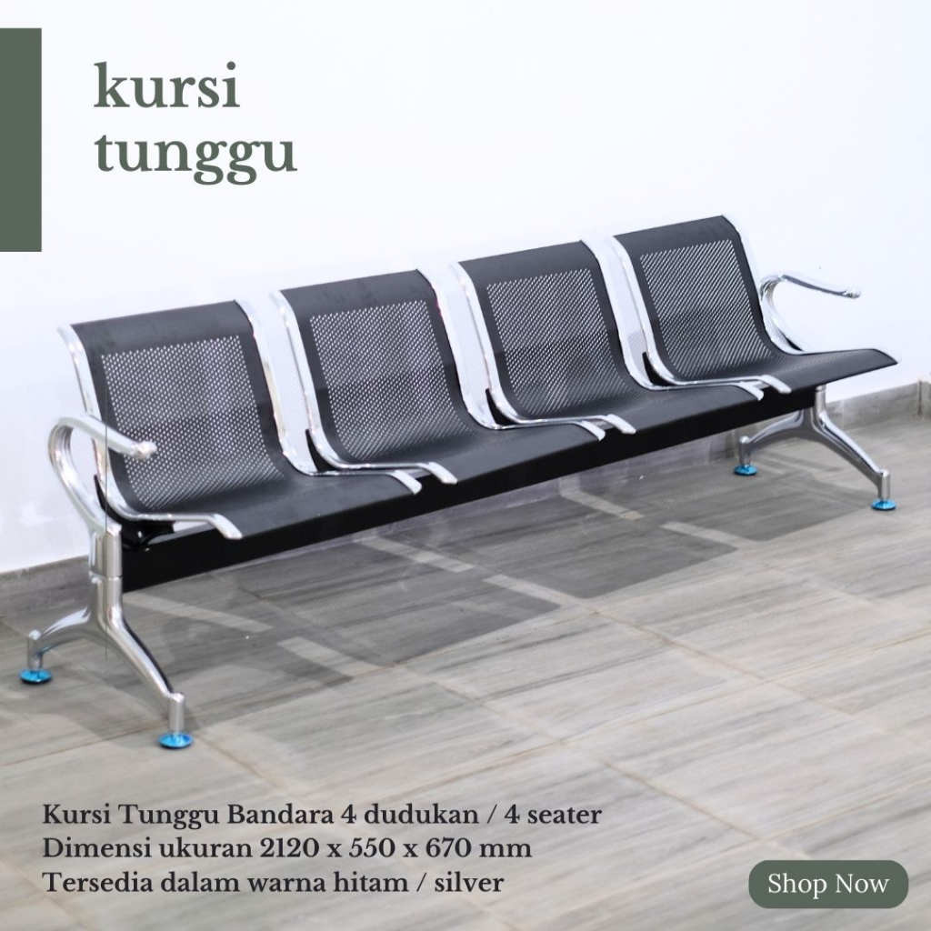 Jual Kursi Tunggu 4 Dudukan Bangku Tunggu Kursi Tunggu Kantor 3