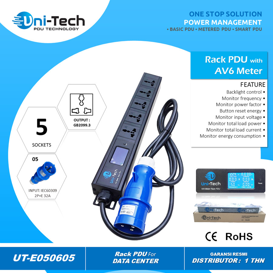 Jual PDU Rack Socket Universal - 5 Ports / Holes / Outlet with AV6 ...