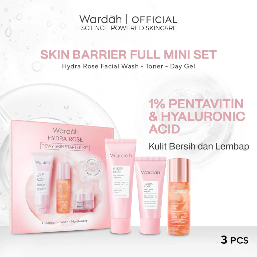 Wardah Hydra Rose Dewy Skin Starter Kit - ukuran mini/travel size