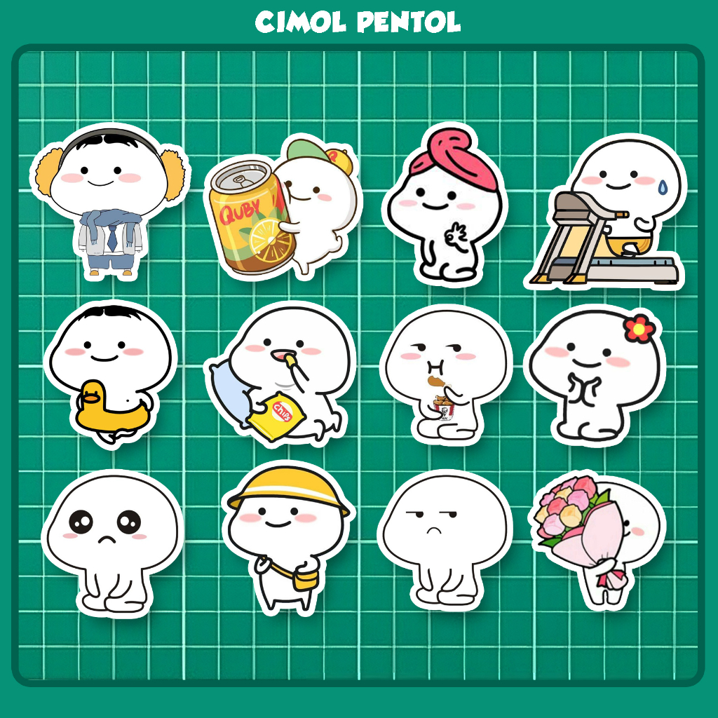 Jual Pentol Sticker Quby Pack 24pcs Stiker Cimol Anti Air Untuk HP