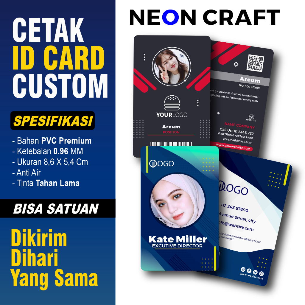 Jual Cetak Kartu Id Card Custom Karyawan Kta Member Card Maha