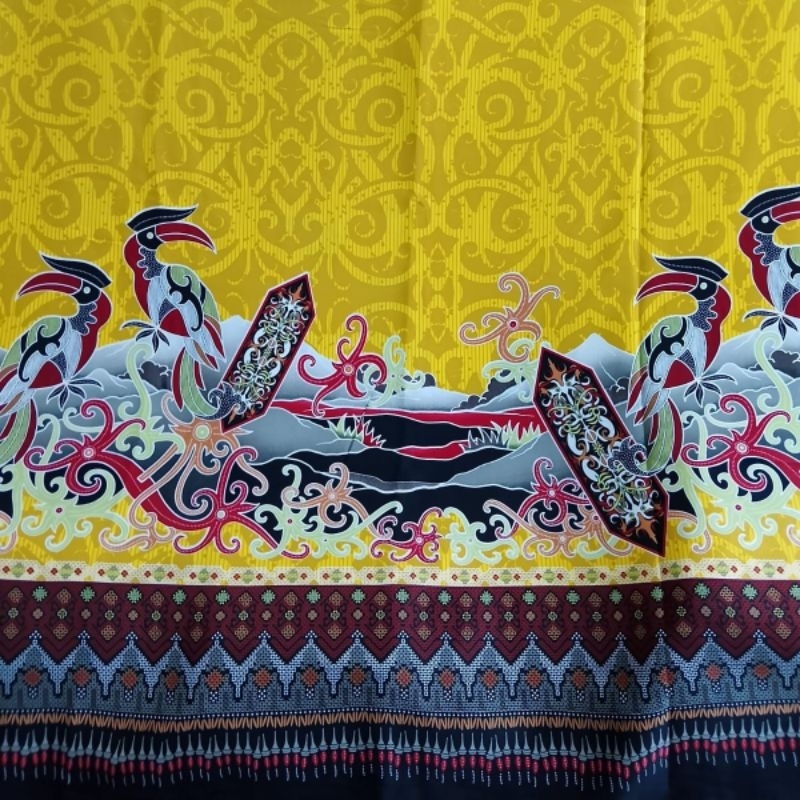 Jual Kain Batik Motif Burung Enggang Dayak Kalimantan Bahan Semisutra Ss Shopee Indonesia