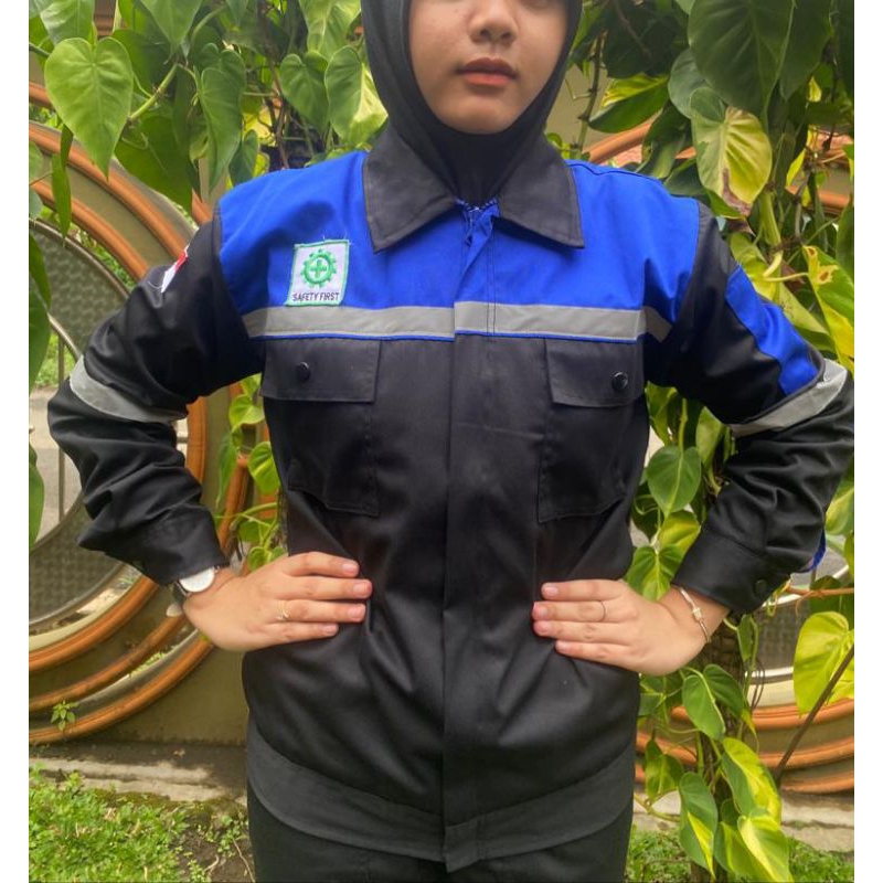 Jual Wearpack Safety Atasan Hitam Kombinasi Biru Benhur Shopee Indonesia