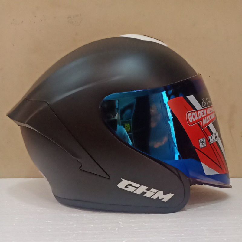 Jual HELM GHM MERKKENZO SOLID, HALF FACE DEWASA, SNI,BAHAN ABS ASLI