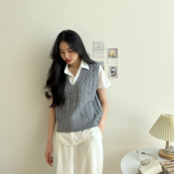 Jual KAORITHELABEL | Cable Knit Vest | Rompi Rajut Premium - Atasan ...