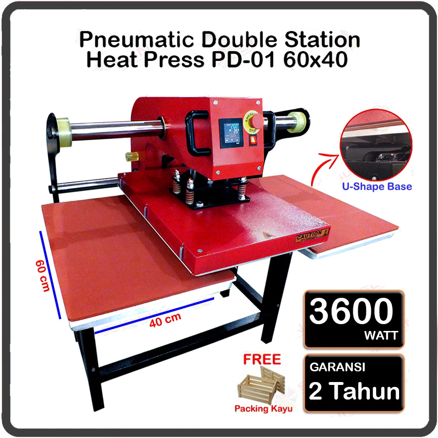 Jual Mesin Press Sablon Kaos Jumbo 40x60 Pneumatic Double Station