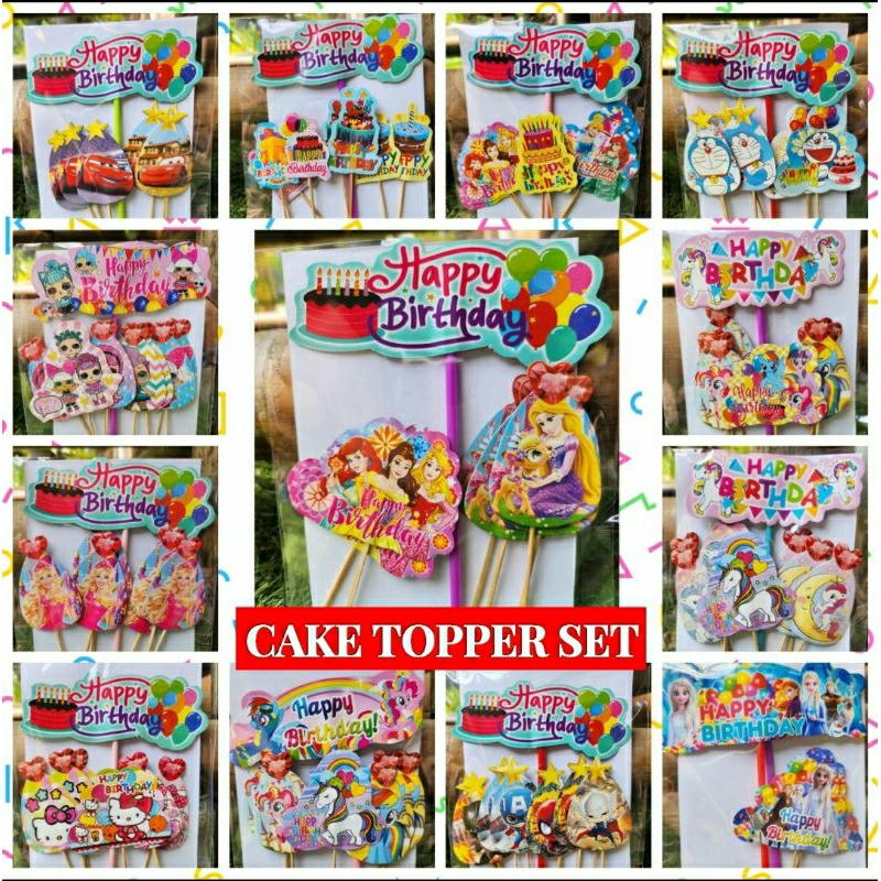 Jual Cake Topper Happy Birthday Karakter Set Unicorn My Little Pony