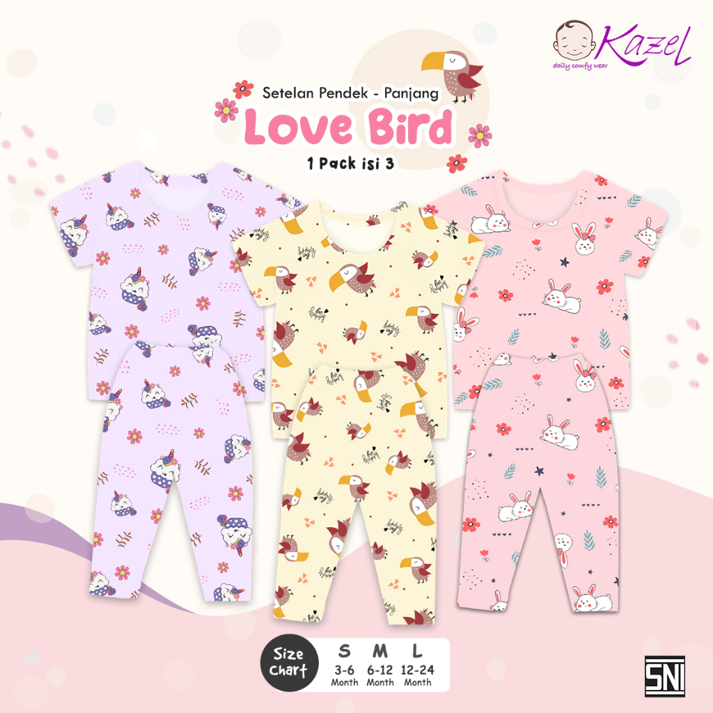 Jual Kazel Setelan Rib Oblong Tipis Perempuan Love Birdmatahari